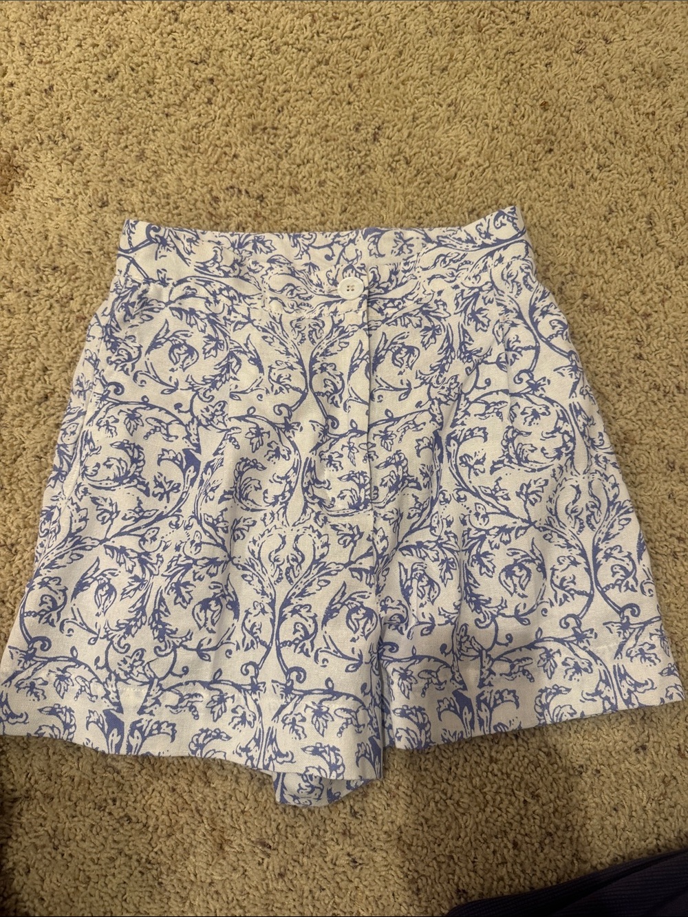 Thierry Colson purple and white patterned mini shorts